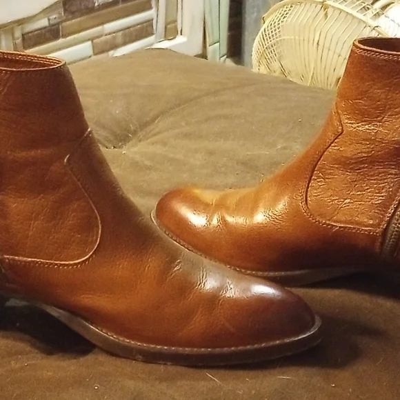 Frye Tan Leather Ankle Booties - Picture 3 of 7